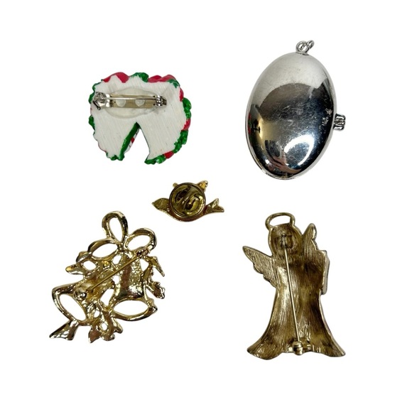 Lot of 5 Christmas Xmas Holiday Themed Brooches, Pin & Pendant - Picture 7 of 10